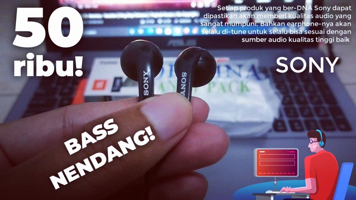 rizki_crisa's tweet photo. Unboxing headset SONY murah original kualitas terbaik cuma 50 ribuan? Video lengkapnya di channel Rojak Oyii linknya  https://t.co/2MPr9kSBul
#headset #Sony #headsetmurah #earphone #Viral #Indonesia https://t.co/hHZMHz5Wer