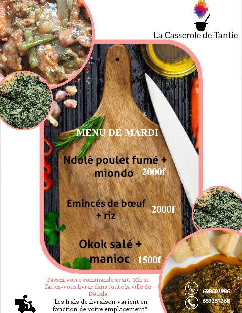 LTantie's tweet photo. Bonne journée à vous ☺️ #livraisonadomicile #douala🇨🇲 #mangercestlavie https://t.co/O0NT6X0et1