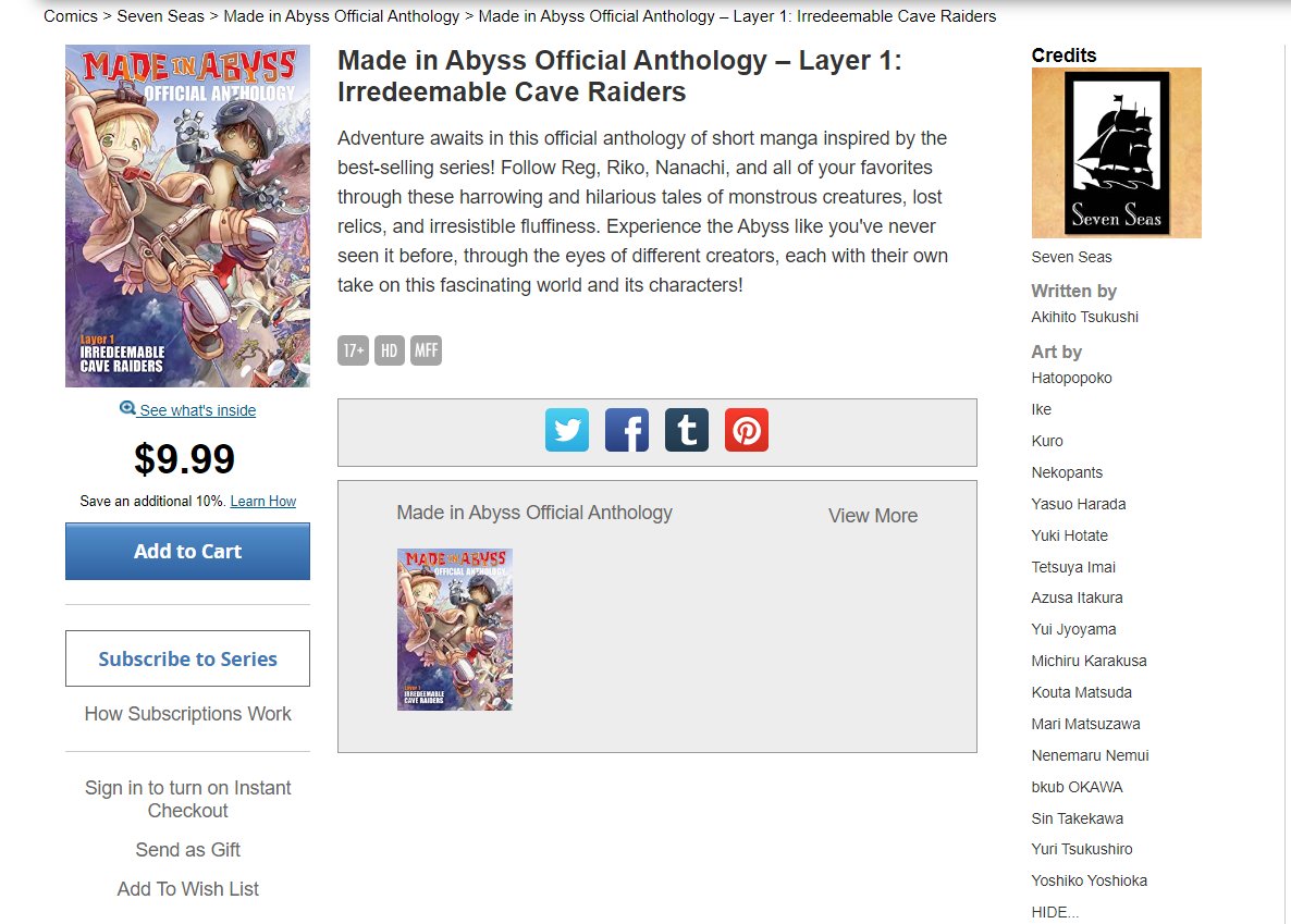 Made in Abyss Official Anthology - Layer 1: Irredeemable Cave Raiders