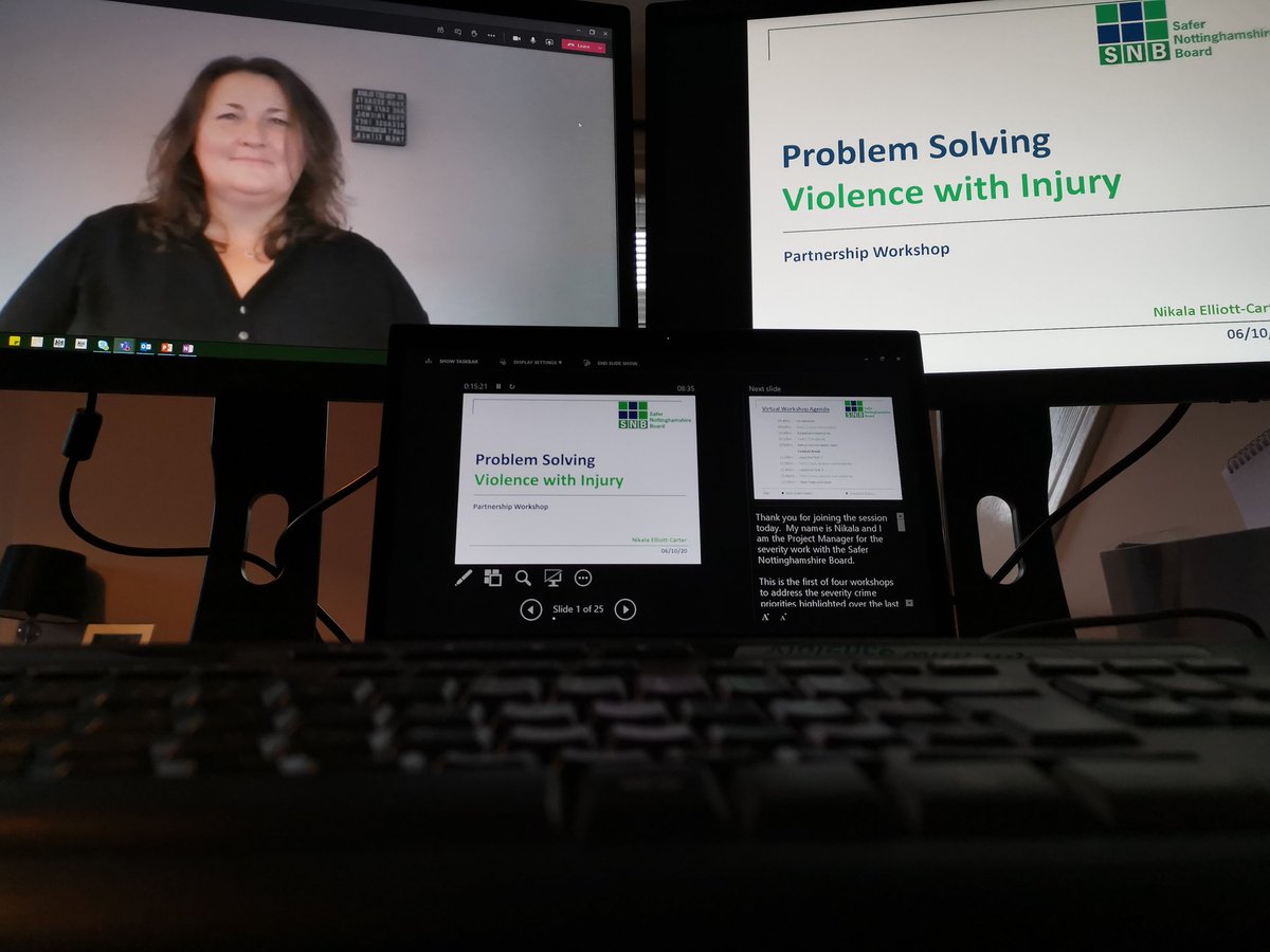 NikalaElliott's tweet photo. All ready to host the first of four virtual partnership problem solving workshops this morning across Nottinghamshire. First up, violence with injury. #communitysafety #problemsolving #nottinghamshire #Violence https://t.co/EMsGUIjvf5