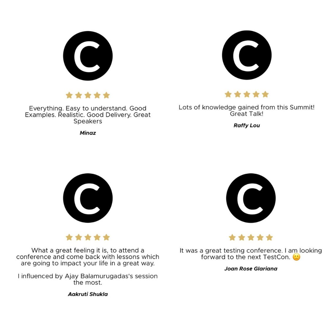 ClaventEvents's tweet photo. #Testcon2020 Virtual #Feedbacks
Thanks to all the speakers & audience for helping in making this event a hit & sharing your experience with us. We're taking every feedback, appreciation & suggestion optimistically.
It’s worth the efforts… #happyspeakers #happyaudience #happywe https://t.co/iDyGQBV1jT