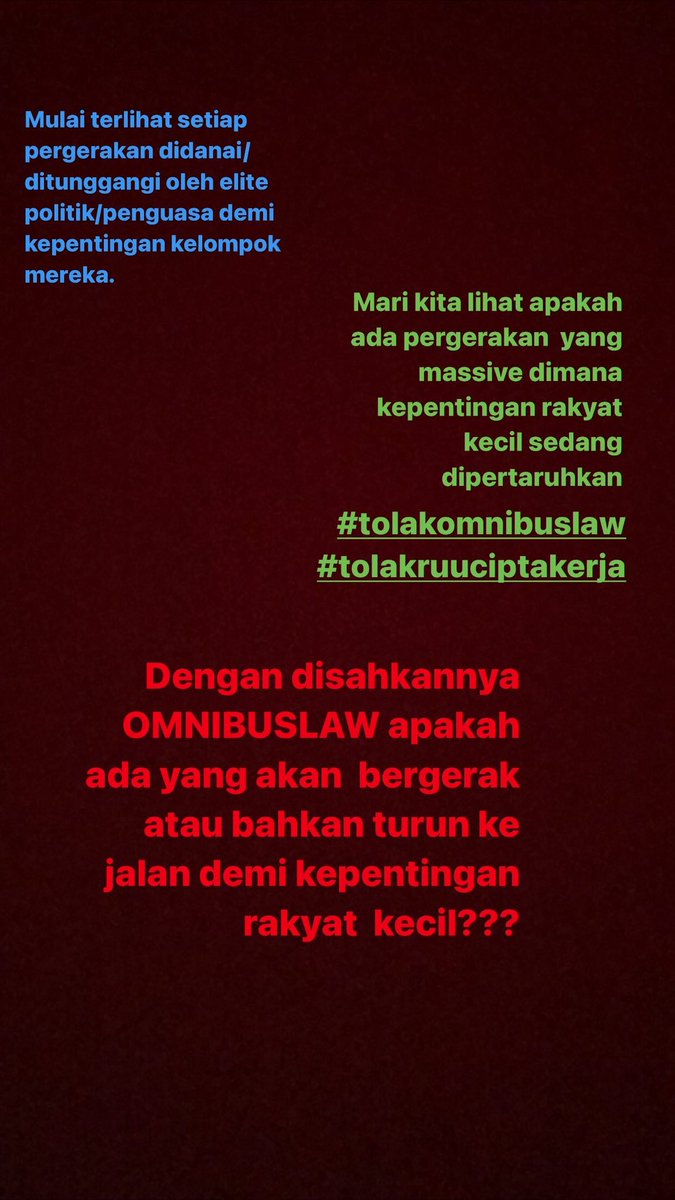 #OmnibusLawSampah 
#tolakomnisbuslaw 
#tolakruuciptakerja 
#saveindonesia