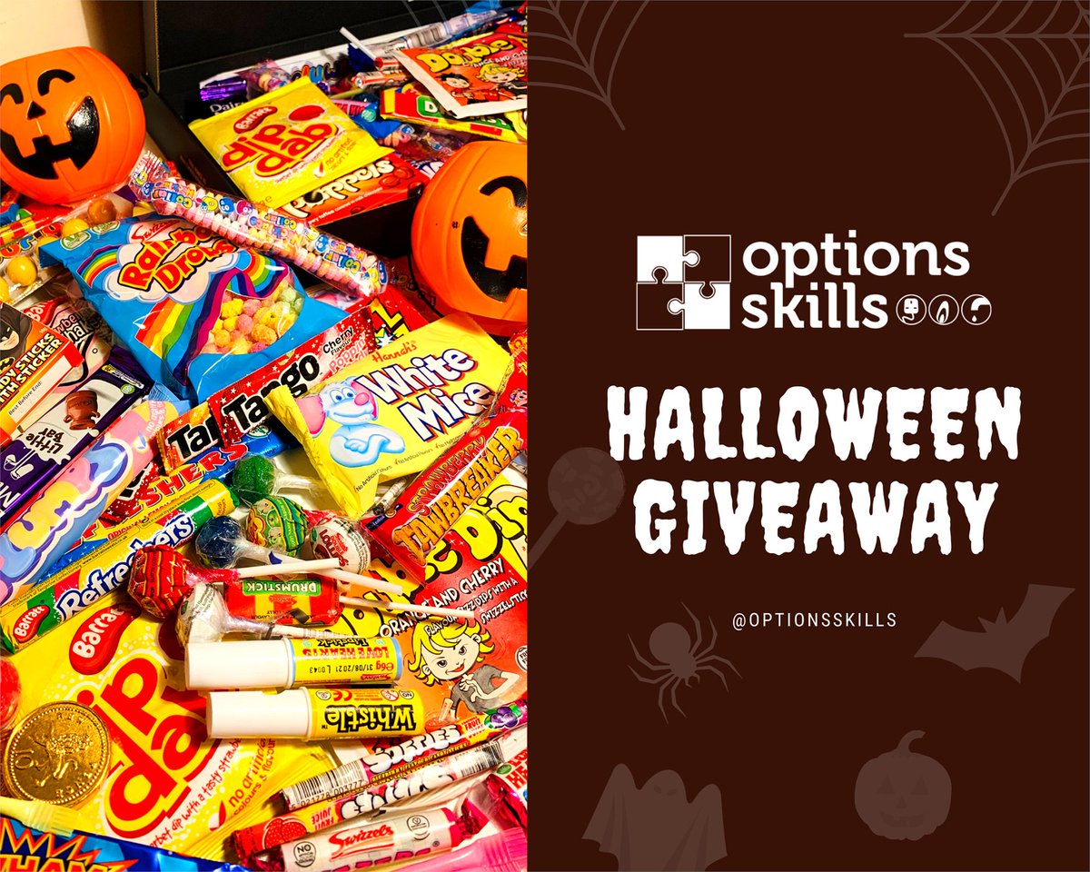 OptionsSkills's tweet image. 🎃All treats, no tricks! 🎃
👻Options Skills Halloween Giveaway👻

For a chance to win a whole load of retro sweets:

- Make sure you're following us!
- Like this post
- Leave a comment with your favourite spooky emoji/GIF.

Winner announced on 23/10/2020. UK Only.