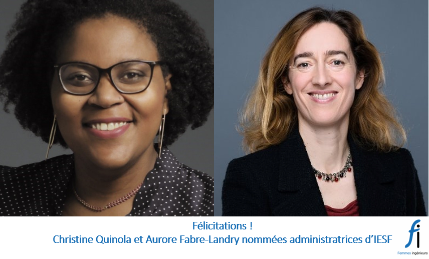 f_inge's tweet photo. Toute l'association Femmes Ingénieurs est fière de la nomination de @Chrisquicube et @FabreLandry aux postes d'administratrices d'@IESFfrance. Encore bravo pour vos parcours ! 👏👏 https://t.co/g4AUBHEmjP