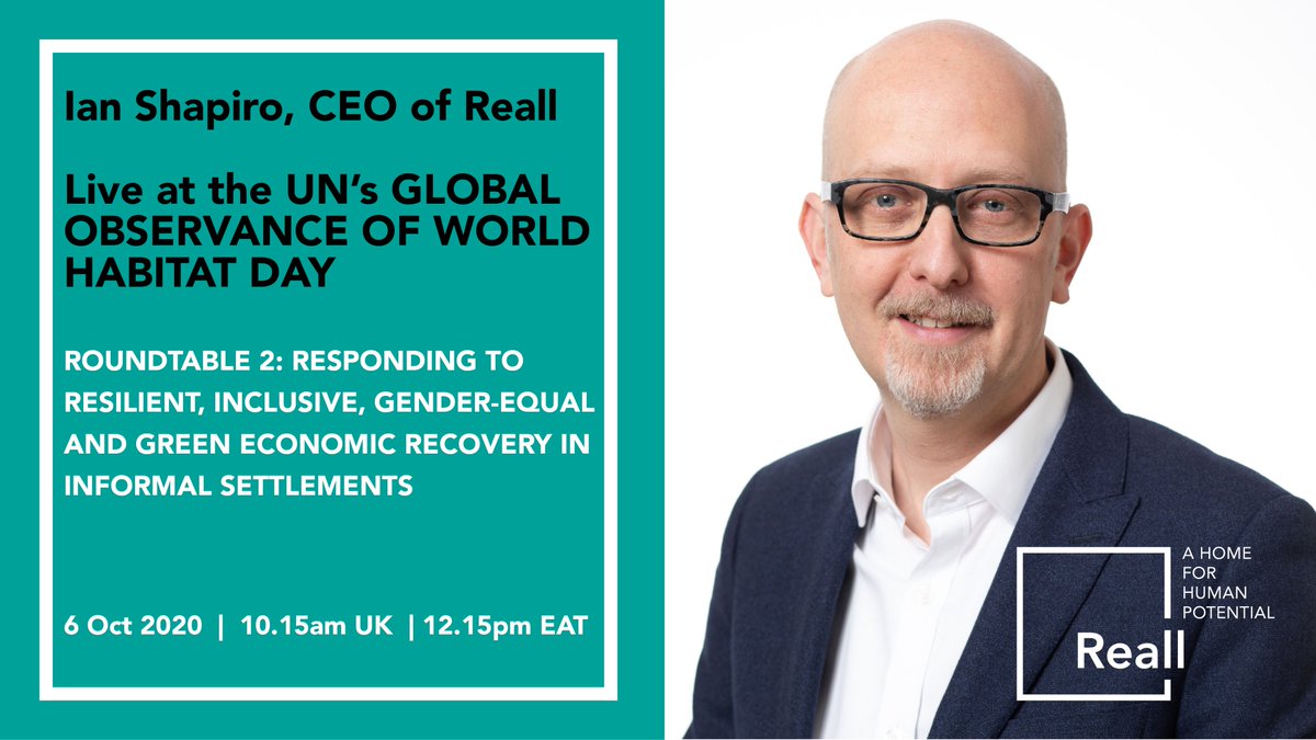 Reall (@reall_int) on Twitter photo ⏰⏰ It's almost time for <a href="/ShapiroIan/">Ian Shapiro</a>, <a href="/reall_int/">Reall</a> CEO, to join <a href="/UNHABITAT/">UN-Habitat</a> for Day 2 of the Global Observance of #WorldHabitatDay during #UrbanOctober.
📺 Join the Roundtable virtually on this live stream: bit.ly/36FqUHp
#affordablehousing #SDG11 #SDGs #Housingforall ⏰⏰ It's almost time for <a href="/ShapiroIan/">Ian Shapiro</a>, <a href="/reall_int/">Reall</a> CEO, to join <a href="/UNHABITAT/">UN-Habitat</a> for Day 2 of the Global Observance of #WorldHabitatDay during #UrbanOctober.
📺 Join the Roundtable virtually on this live stream: bit.ly/36FqUHp
#affordablehousing #SDG11 #SDGs #Housingforall