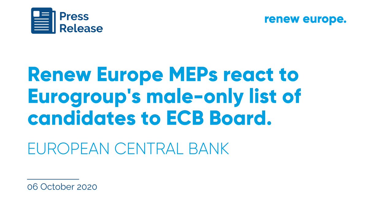 Renew Europe We Deplore The Decision Made By The Eurogroup To Present Once Again A Male Only Shortlist Of Candidates For The Position Of New Member Of The Ecb S Executive Renew Europe We Deplore The Decision Made By The Eurogroup To Present Once Again A Male Only Shortlist Of Candidates For The Position Of New Member Of The Ecb S Executive