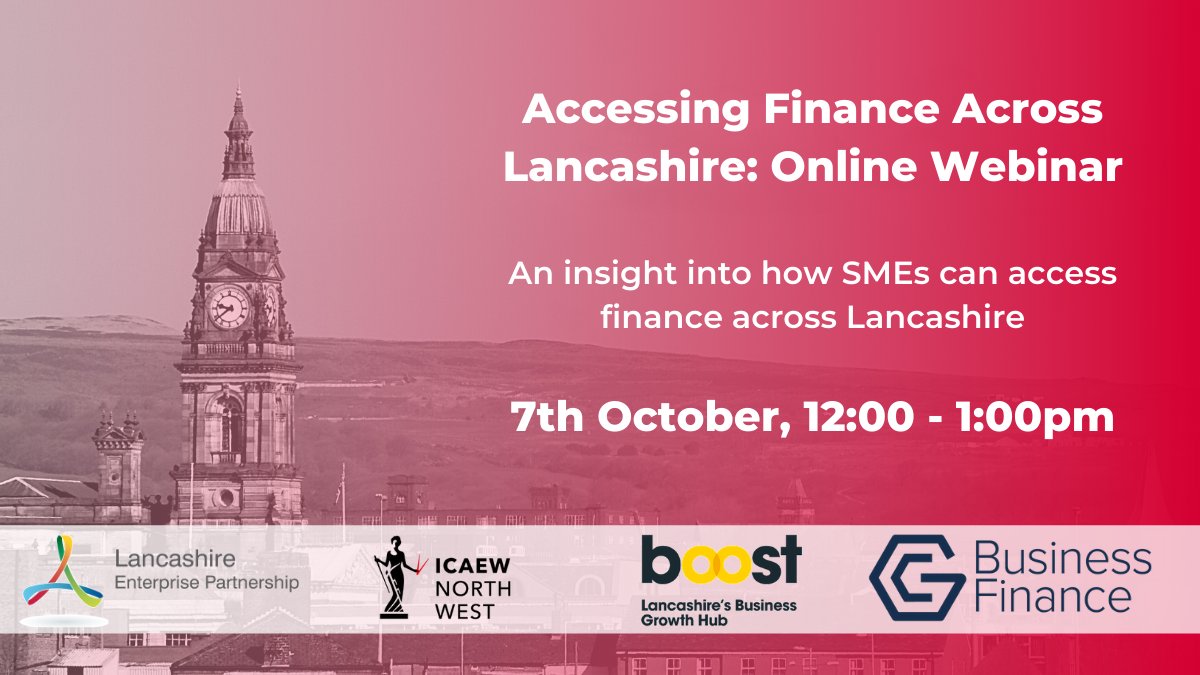 BoostInfo's tweet photo. Last chance to book on this webinar tomorrow that offers insight into how SMEs can access finance across #Lancashire. 

The panel will cover the latest offerings, funding &amp; support available in the North West. 

Register here: https://t.co/tBdY8xrcNl
#BoostYourRecovery https://t.co/LYiG2rvDnk