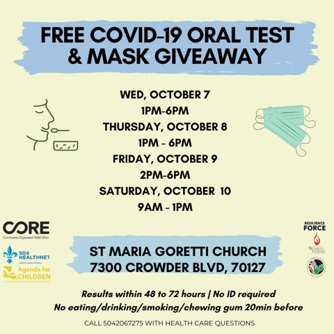 ACommunityVoice's tweet photo. #freecovidtesting #NOLA https://t.co/UjGaGCbBd5