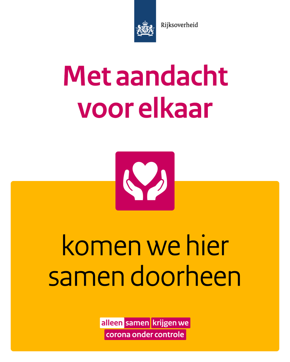 Het coronavirus raakt ons allemaal en volhouden is lastig. Vandaag start de periode van 'Aandacht voor elkaar', met initiatieven en persoonlijke verhalen om elkaar door deze tijd te helpen.

Doe mee ⤵️

aandachtvoorelkaar.nl

#Aandachtvoorelkaar #AlleenSamen