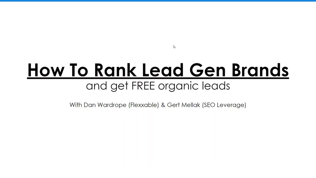 Webinar | How To Rank Lead Gen Brands And Get FREE Organic Leads youtu.be/D73kPoQ0ffs via <a href="/YouTube/">YouTube</a>