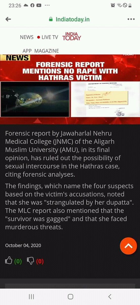 Akansha60220788's tweet photo. #AajTakFlops
*https://t.co/2agE2rI8nQ RAPE CASE was filed by Victim, victim mother nd brother FIR CRIME, on the day of attack

*PIC2.Forensic report.

*PIC3.2 out of 4 alleged culprits were out of village, but smh they rape manisha.

Chamchas After praising AAJ TAK,now abuses https://t.co/ij2cx71a3z