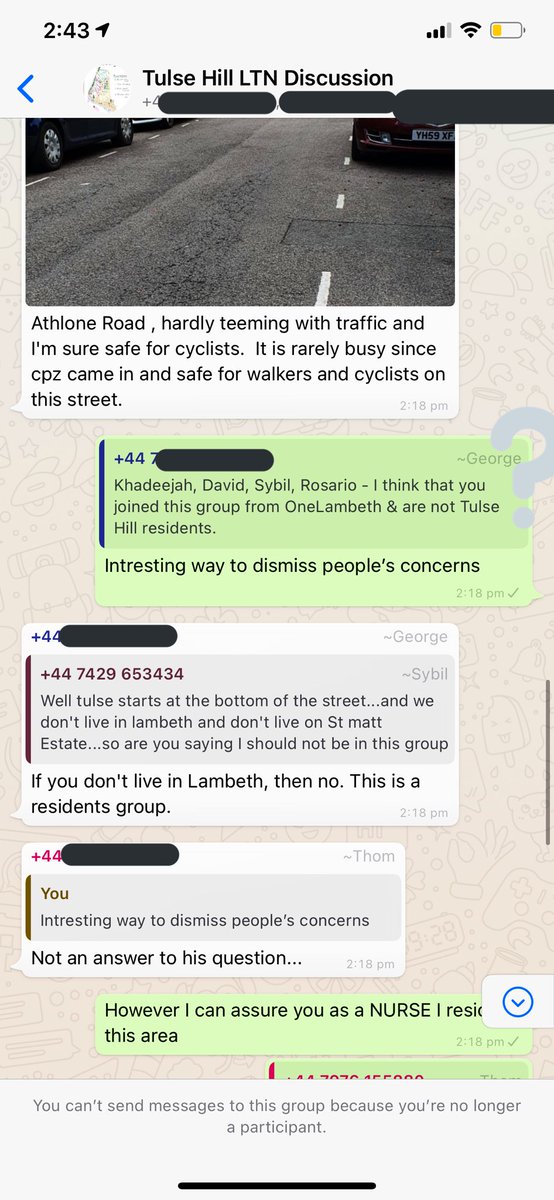 1/3 respectfully joined my local LTN group to let them know the consequences the LTN have done to my local road (Effra road) and was accused of not being a lambeth resident and was forcefully blocked. They say they are listening to the community but we lacked information about.
