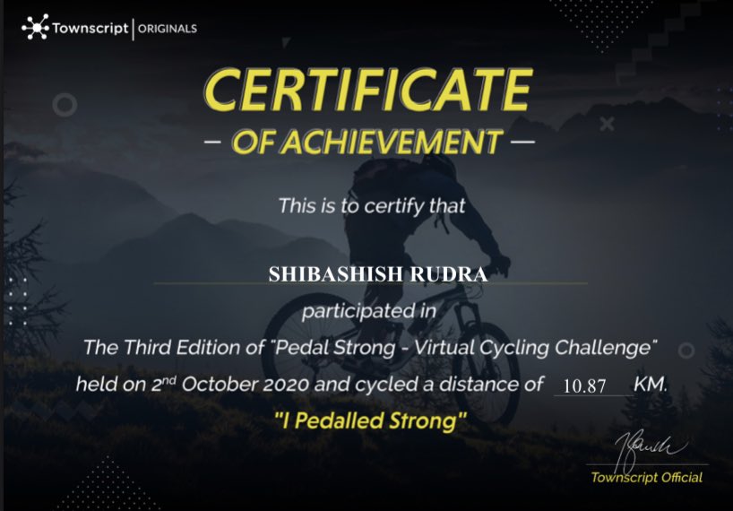rudra_s's tweet photo. I Pedalled Strong. #pedalstrong #unlockthechains @townscript https://t.co/QXcaEr1Vb5