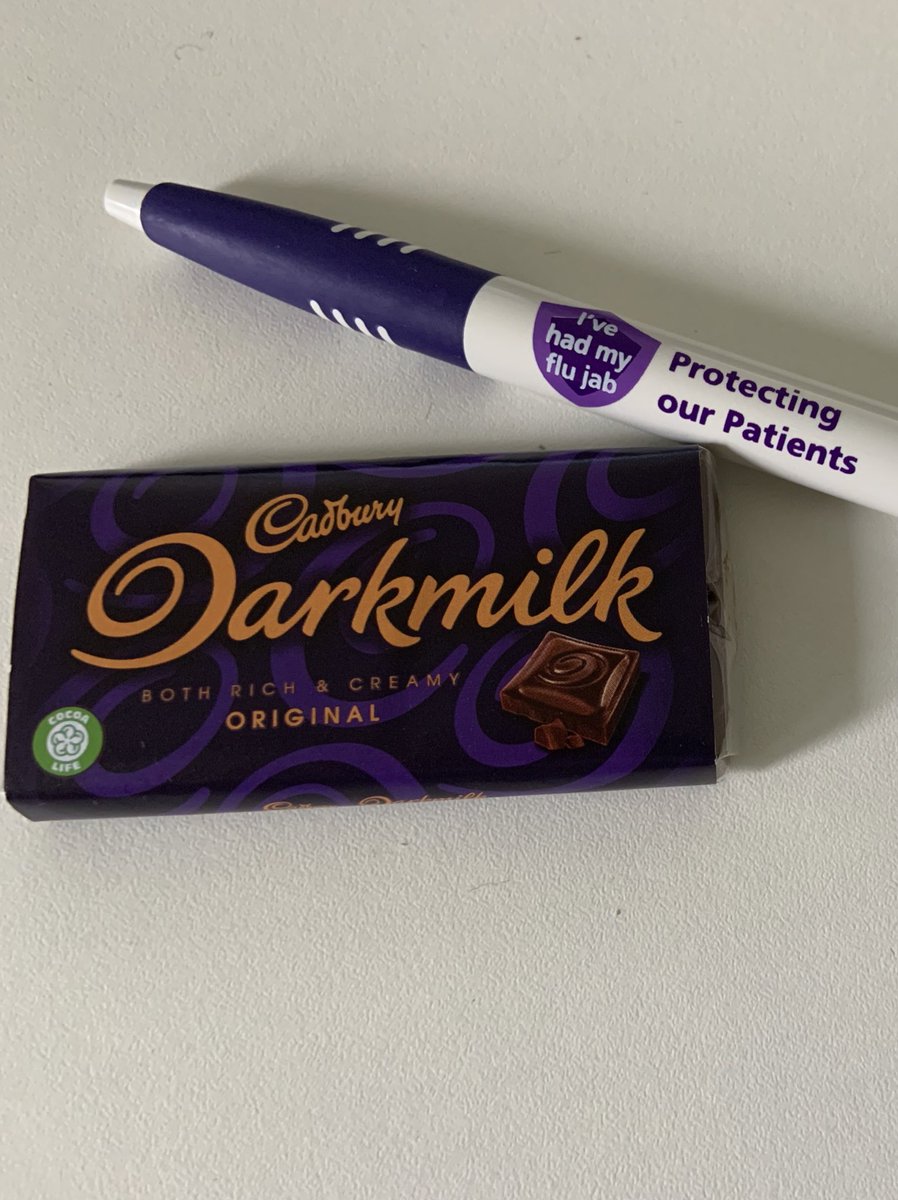 _Emma_Wheeler's tweet photo. Just had my flu jab ... didn’t even know I’d get chocolate

#flujab 
#howmanycanihave #askingforafriend https://t.co/ni9yKKCujA