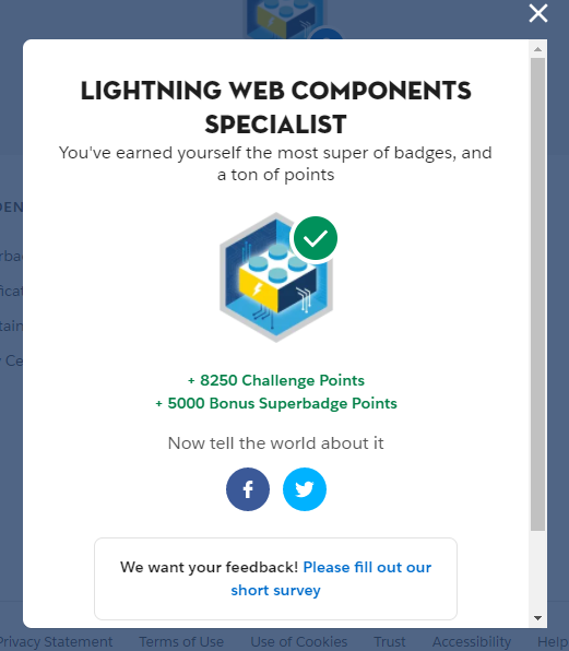 mslcsharma's tweet photo. Became #Salesforce 2x Ranger completing LWC Superbadge!
One of the difficult ones, learned a lot, still a lot to learn.
Thanks to @cloudyamit for the LWC Course and @msakthivel83 for tips for passing this super badge.
@astrea_it @gauravkheterpal @amandabauman @trailhead https://t.co/wQ3tGRc7mh