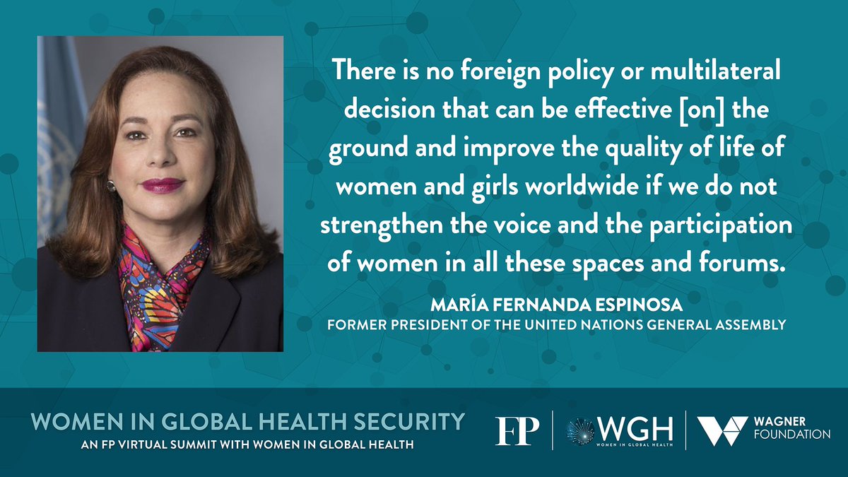 womeninGH's tweet photo. Former President of the #UNGA @mfespinosaEC spoke at our #WGHSecuritySummit last month, with a powerful statement on strengthening the voice and participation of women in decision-making. #COVID5050 https://t.co/d30YkvwCij