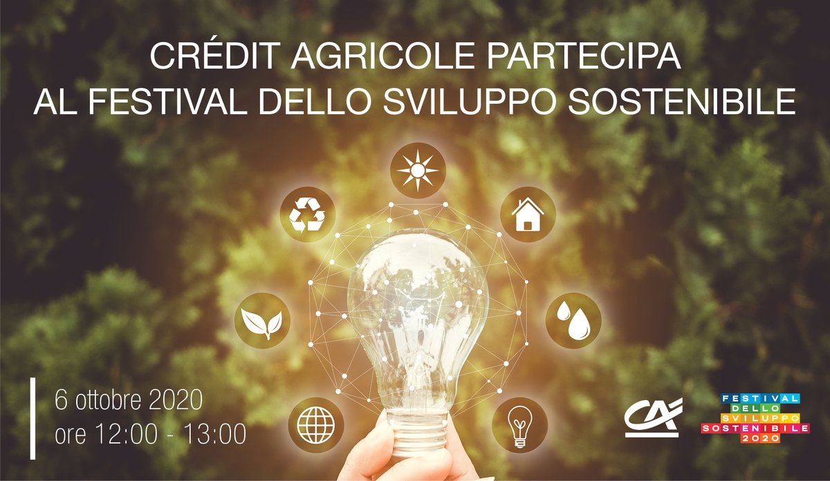 CA_Ita's tweet photo. Insieme ad esperti del settore, Crédit Agricole sarà presente al #FestivaldelloSviluppoSostenibile di @ASviSItalia per presentare: “Crédit Agricole For Future. Scriviamo insieme il futuro” su #CrowdForLife.
Iscriviti su: https://t.co/XR2cyPRxaw https://t.co/PXZYd8tA7T