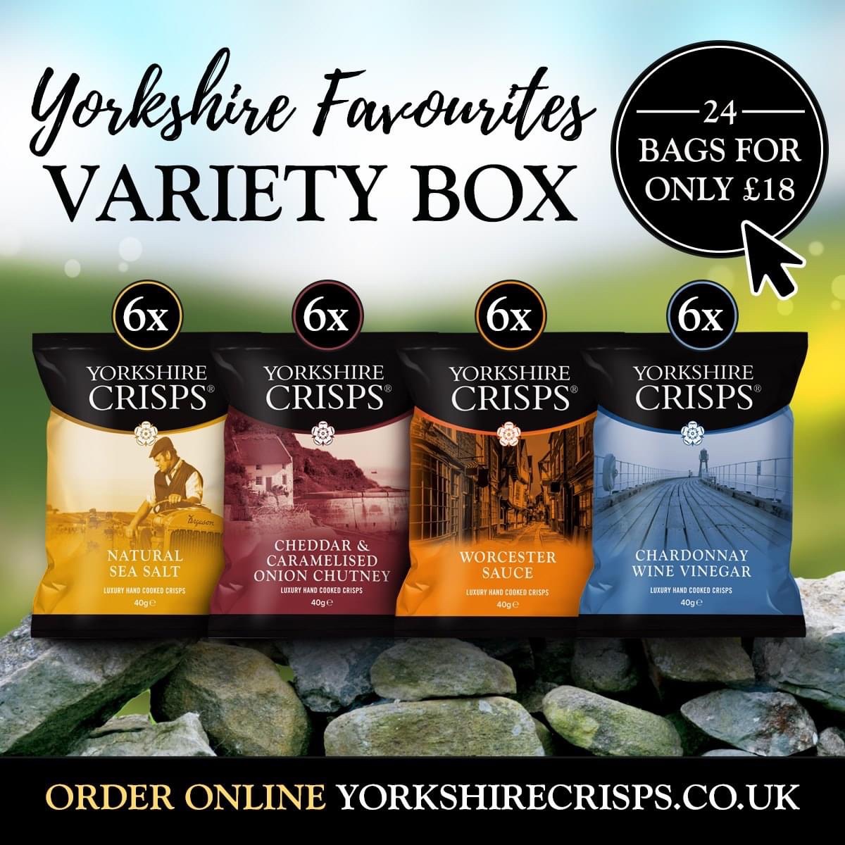 Exciting news!!!
We now have a ‘Yorkshire Favourites’ variety box available to buy online from our website containing 6 single 40g bags of our 4 best selling flavours- 24 bags all for just £18, including delivery to your door!