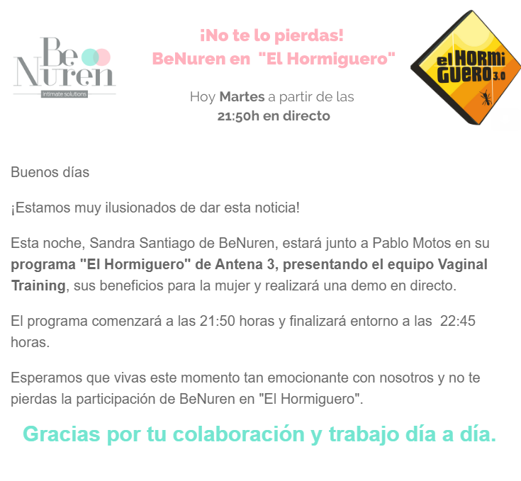 Hospital_Molina's tweet photo. #Benuren presenta esta noche en #ElHormiguero el #VaginalTraining. Un equipo que forma parte de nuestro Servicio de Ginecología y que tenemos a tu disposición para la reeducación del suelo pélvico.
No te lo pierdas!! Y pídenos información: 968 64 40 30 https://t.co/QGuRZdCICg