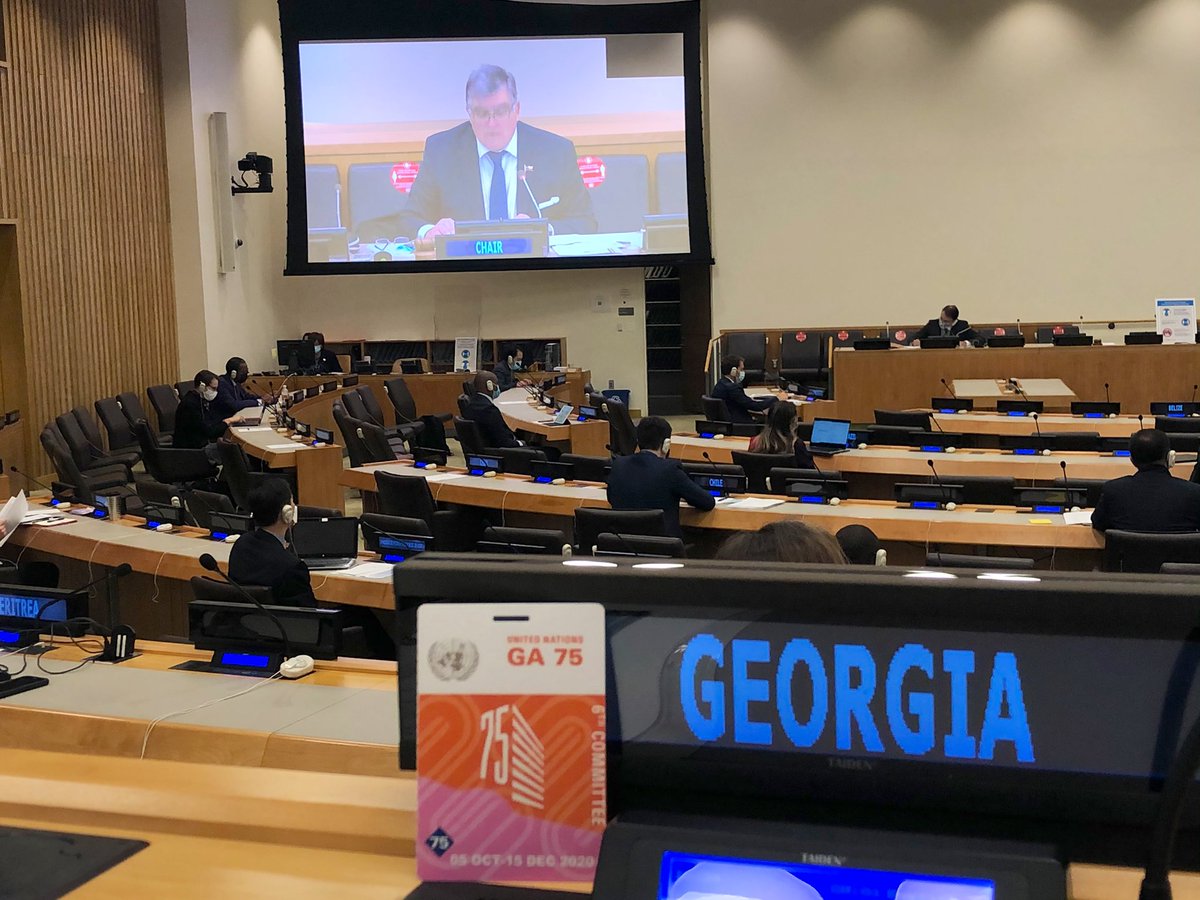MikeladzeG's tweet photo. #6Committee begins its work, strongly determined to overcome all obstacles and arrive to successful completion of session #UNGA75 🇬🇪Stands ready to fully cooperate with and support Chair H.E. Amb. Skoknic 🇨🇱 & dear colleagues from Bureau 🇨🇿🇬🇭🇮🇱🇳🇵in all their endeavors https://t.co/n6bJl3ApbK
