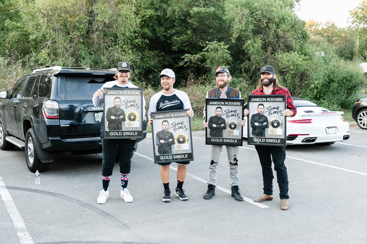jamesonrodgers's tweet photo. Got surprised last night at our softball game with a certified GOLD plaque for Some Girls!!! For everyone that has bought/streamed this song, THANK YOU!! Let’s see how far this thing can go now. https://t.co/F3LtOFj7Y1