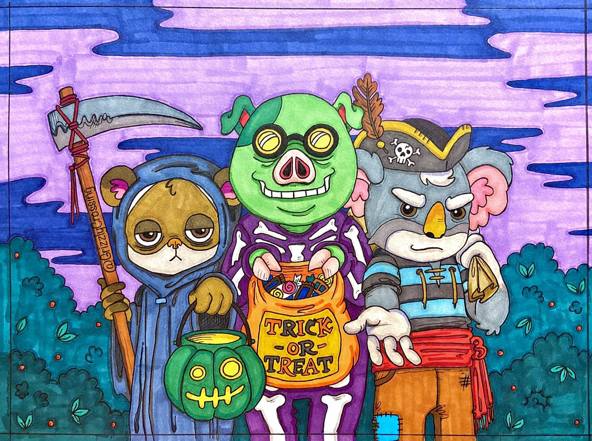 GrizzlyCrossing's tweet photo. 🍁BIG HAKEN NEWS🍁
I got to be the featured artist for this month’s podcast art!
Check out my buds Cobb, Sylvana, and Gonzo in their Halloween costumes.
Happy October, everyone! https://t.co/GMzoP1C7ZK