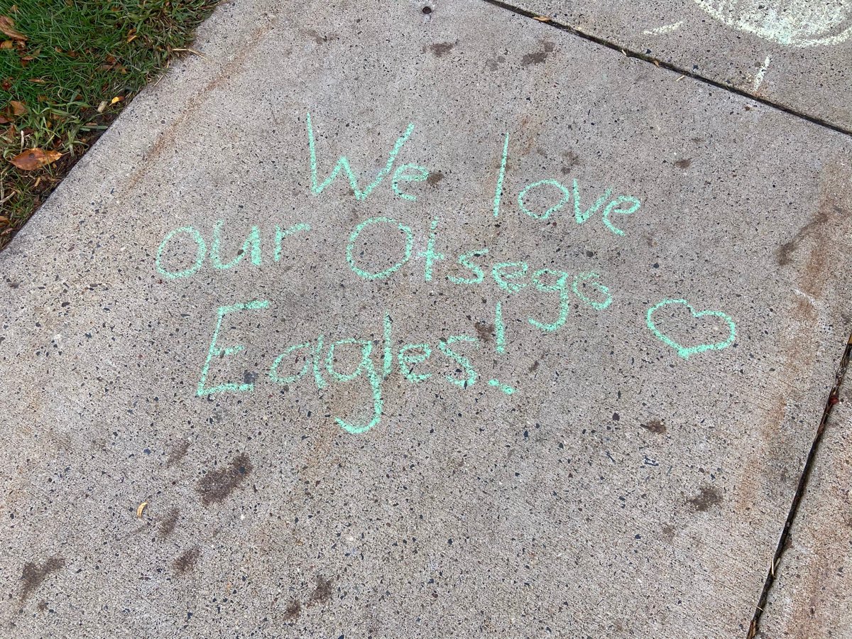 Director_Corbe's tweet photo. Kindness in Chalk at Otsego Elementary! @ISD728 @bittmand @WCampbell728 https://t.co/XgPlzo75oM