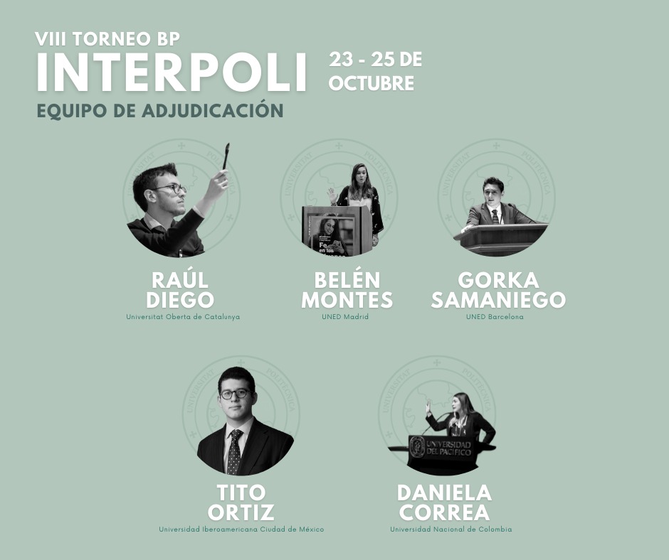 EQUIPO DE ADJUDICACIÓN VIII INTERPOLI

¿Ya conoces al equipo de adjudicación de la octava edición del torneo de debate Interpoli? 

No te lo pierdas. Inscripciones abiertas. 
forms.gle/CoK5osit4ytN6z…