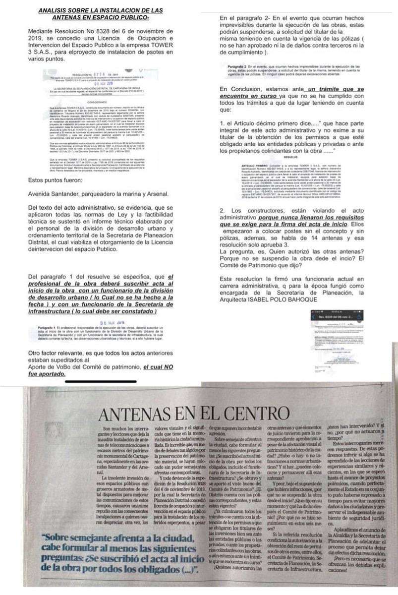 pedritopereirac's tweet photo. Por enésima vez se refieren “ a la administración anterior “ ante  situaciones y retos de la gobernanza pública local,  en este caso de las antenas cerca al centro histórico, anexo documento donde se explica la realidad y editorial del diario el universal que analizó el tema https://t.co/0XLPkRID82