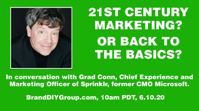 Today, @marcstoiber and I talk about all things marketing, including the latest and greatest marketing tools. BrandDIYGroup.com, 10am Pacific, 6.10.20. Join us!