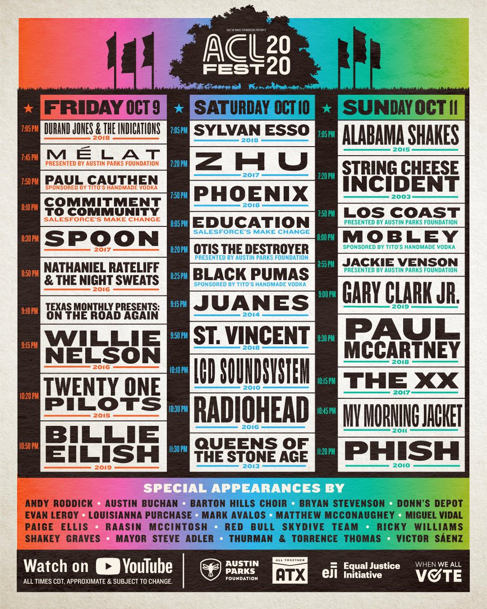 ACL Fest 2020 | Lineup | Tickets | Schedule | Dates | Map | Spacelab ...