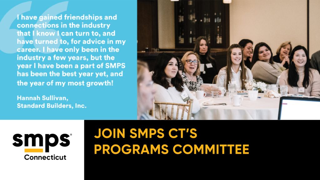 smpsct's tweet photo. Are you looking to develop and hone your #eventmanagement skills, get to work directly with speakers and client panels, and make great friends? Contact our committee chairs to learn more about joining our programs committee! https://t.co/A8E9ghC22n #SMPSCTWeek2020 #AEC #Marketing https://t.co/pTKkXWy7fH