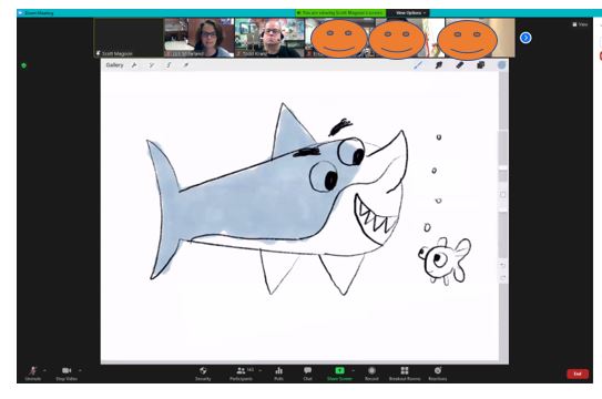 StampedeLibrary's tweet image. The SSE Library, KN &amp;amp; 1st grade students LOVED visiting with illustrator/author Scott Magoon!  Thanks for sharing how you create &amp;amp; design your digital illustrations @smagoon.  Thanks @techwithtodd for co-hosting!  @meganblick @StanleyStampede