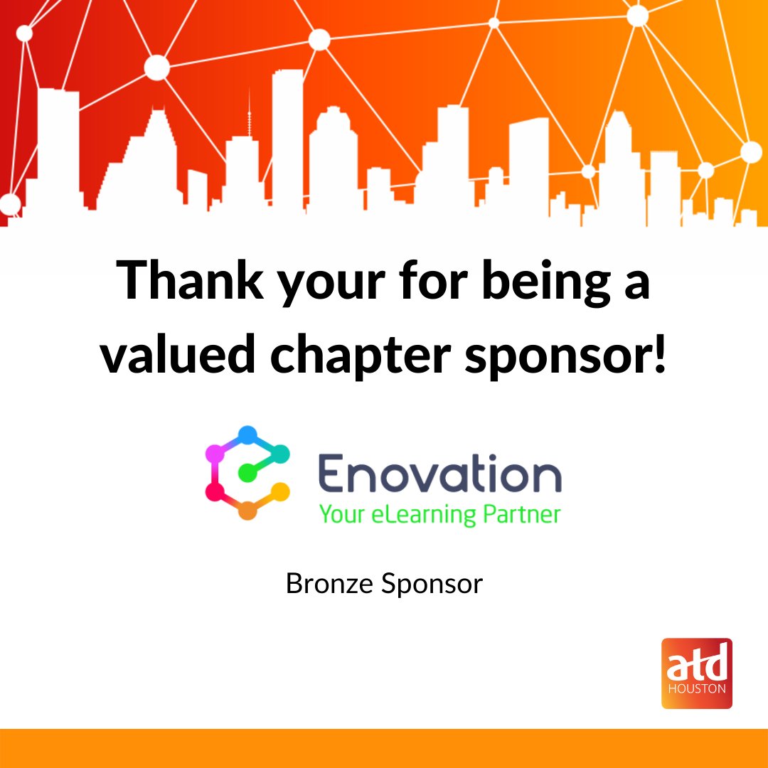 mbruceabbott's tweet image. Sponsors are vital to ATD Houston. We want to take a moment and say thank you, @EnovationIRE.

#atdhouston #enovation #talentdevelopment