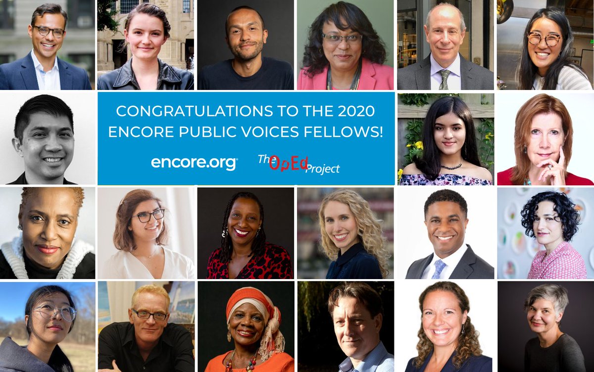 Meet the new Encore.org and <a href="/TheOpEdProject/">The OpEd Project</a> #PublicVoices Fellows -- 21 thinkers working at the intersection of #aging, #longevity, #intergenerational connection &amp; #socialjustice encore.org/epvf #Gen2Gen
