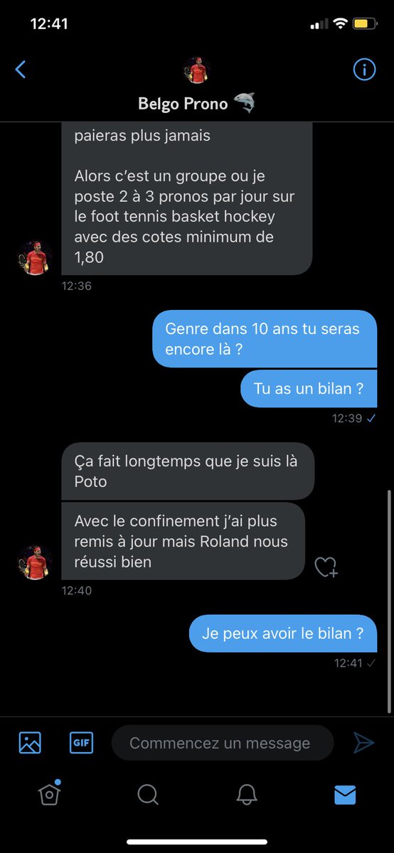 J’ai pris mon compte secondaire pour pouvoir suivre un peu ce qu’il faisait, déjà une fois que vous le suivez il vient direct en DM demander de prendre son vip.. pas de bilan pourtant