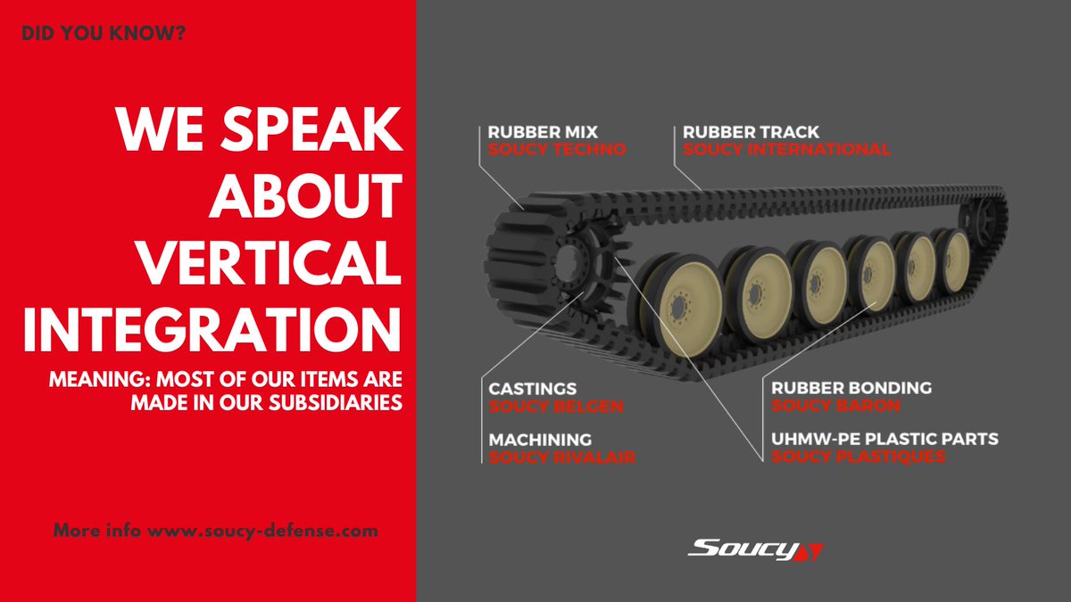 DefenseSoucy's tweet photo. We speak about Vertical Integration when we explain our #CompositeRubberTrack system manufacturing. Want more info? https://t.co/BASp1z1i4Q
#RubberTrack #Defense #MilitaryTrack https://t.co/iWa4nUSmYb