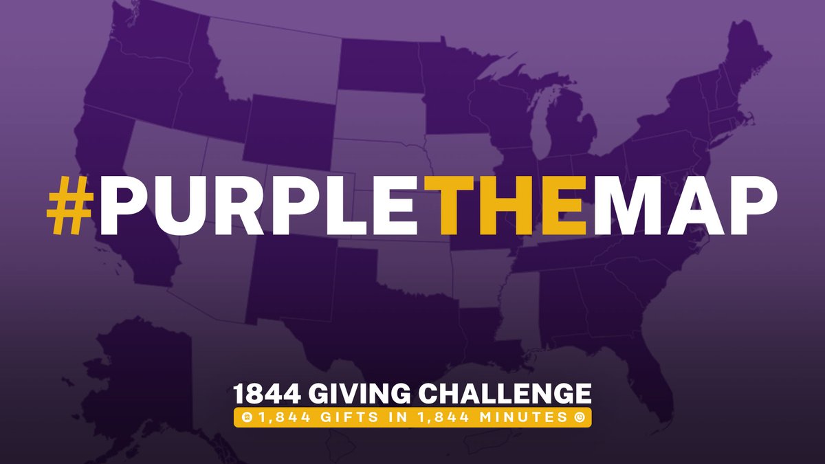 UAlbanyFund's tweet photo. 14 states left and we need your help to #PurpleTheMap!
If you know anyone that lives in one of the states posted below use this as an opportunity to reach out, say hello, and educate them on the #1844Challenge.
Watch the 🗺️ and make a 🎁 here https://t.co/hv5Gkp7Lig https://t.co/HDUhH5vxOC