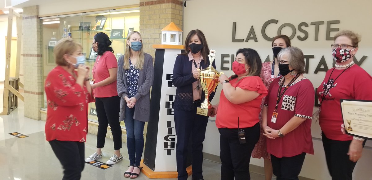 MVISD's tweet photo. LaCoste Elementary has regained the Traveling Trophy for October! The Traveling Trophy is awarded to Title I campuses who earn the most engagement with parents for the previous month. https://t.co/xSeHTQy6Tf