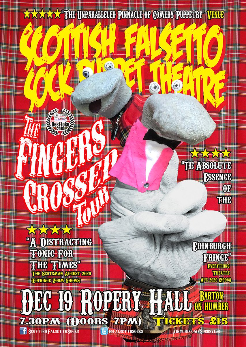 falsettosocks's tweet photo. Hands up who else has got a new tour poster - with genuine 2020 reviews on it? #humblebrag
(We got @TheScotsman & @EveryTheatre reviews for our @edfringe #VirtualFringe Zoom gigs @Gildedballoon , get us!) https://t.co/6qEY4BEHSb