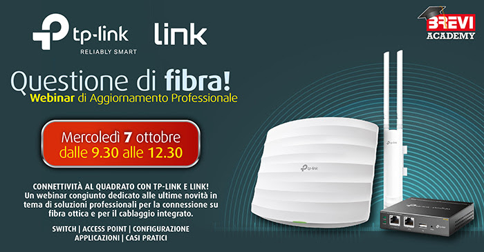 📣 FAI LA DIFFERENZA CON TP-LINK + LINK: PARTECIPA AL WEBINAR DI DOMANI
#TPLINK e #LINK presentano le nuove soluzioni professionali per la connessione su fibra ottica e per il cablaggio integrato. Mercoledì 7 ottobre, dalle 9:30 alle 12:30 👉  bit.ly/2GlX9R4