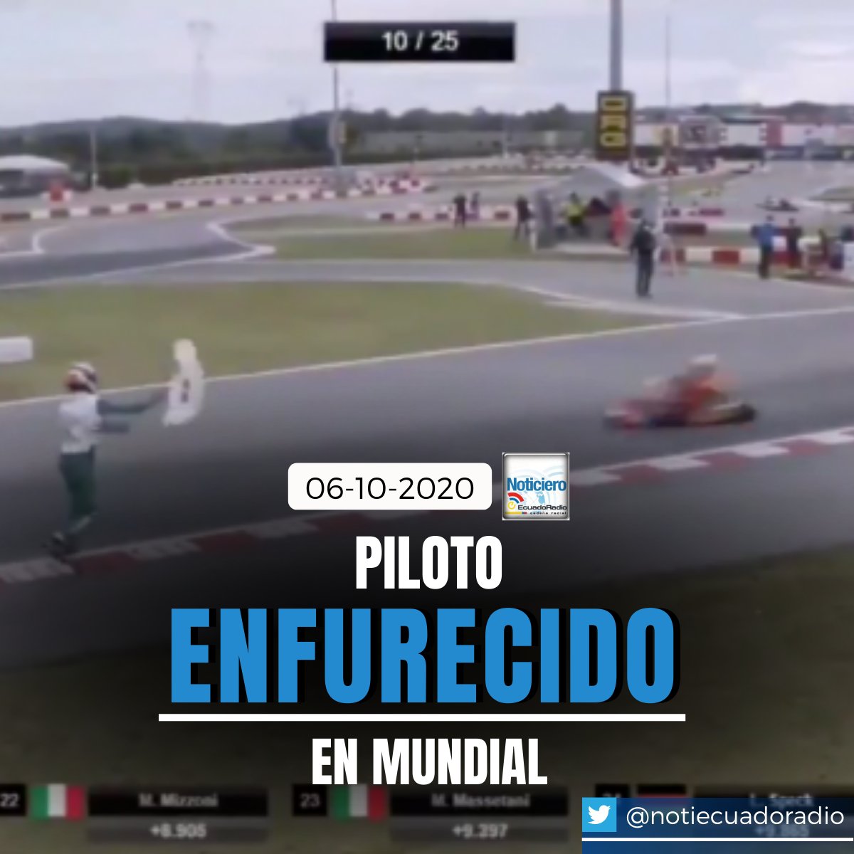 Durante el #CampeonatoMundial de #Karting, realizado este 4 de octubre del 2020 por la Federación Internacional del Automóvil (#FIA) en #Lonato, #Italia, el piloto #LucaCorberi quedó fuera de la carrera luego de un #choque con su colega #PaoloIppolito, en la vuelta 9. https://t.co/sqSC3d3x1I
