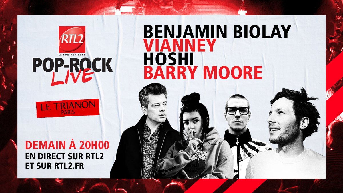 RTL2 đž (@rtl2officiel) on Twitter photo Le RTL2 Pop Rock Live c'est demain ! đž Retrouvez <a href="/VianneyMusique/">Vianney</a>, <a href="/HoshiOfficial/">Hoshi</a>, <a href="/_benjaminbiolay/">Benjamin Biolay</a> et <a href="/barrymooremusic/">Barry Moore</a> en direct du Trianon demain Ă 20h sur #RTL2 et sur rtl2.fr â€ïž Le RTL2 Pop Rock Live c'est demain ! đž Retrouvez <a href="/VianneyMusique/">Vianney</a>, <a href="/HoshiOfficial/">Hoshi</a>, <a href="/_benjaminbiolay/">Benjamin Biolay</a> et <a href="/barrymooremusic/">Barry Moore</a> en direct du Trianon demain Ă 20h sur #RTL2 et sur rtl2.fr â€ïž