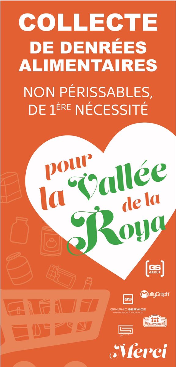 DavidHache777's tweet photo. Le groupe GS &amp; l’association Semeurs d'Espoir se mobilise pour la Vallée de la Roya.Nous collectons des produits de première nécessité et les denrées alimentaires non périssables pour qu'elles soient acheminées aux sinistrés. Retrouvez-nous chez GS ou devant Carrefour Fontvieille https://t.co/DvNFEmVKeX