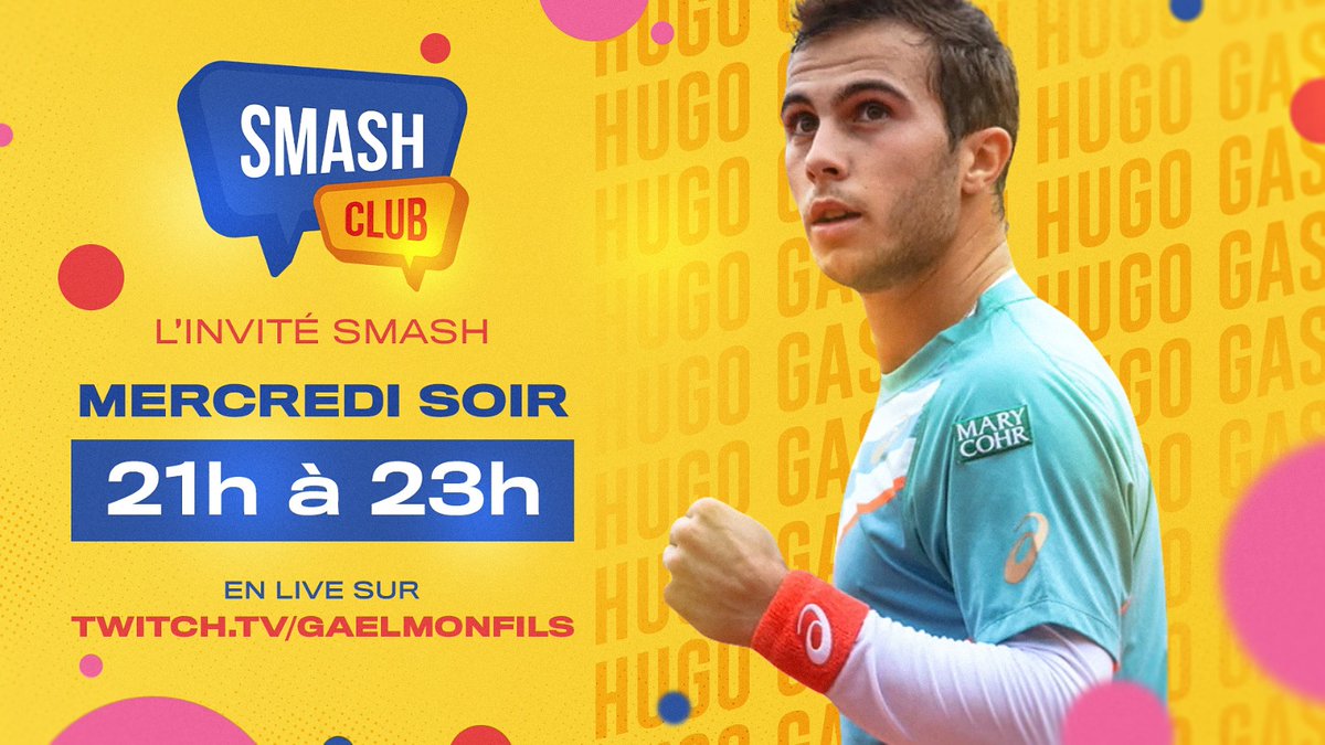 Gael_Monfils's tweet photo. L'invité de demain dans le #SmashClub sera @HugoGaston7 !

Hâte d'échanger avec lui après son super parcours à Roland Garros 🙌🏾 🎾 

https://t.co/xI0T5bUeDS https://t.co/i8mhvT8gW3
