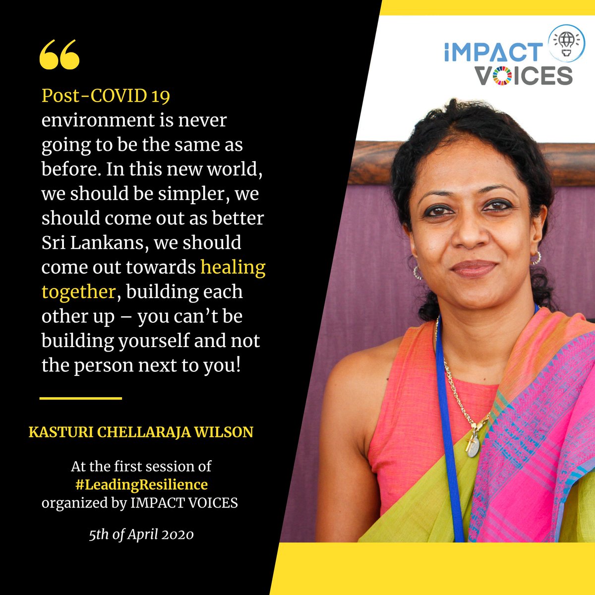 mohamedhusni's tweet photo. Here is a thought shared by @Kasturi_CW when she attended our very first edition of #LeadingResilience forum held in April 2020.
"Let us work together and heal together!"💙🇱🇰
#ImpactVoices #TuesdayThoughts #Covid19Response #SriLanka #COVID19LK #StaySafe #TogetherSL https://t.co/rpOgzlGEEa