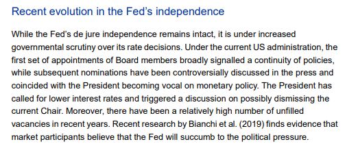 Surely the  @federalreserve would get a similar glowing rating, right? Well, no. The Fed is at risk of falling from the One True Path because Trump
