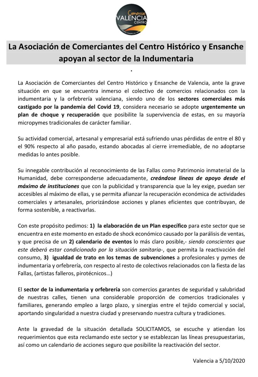 Apoyamos con todas nuestras fuerzas al sector de la indumentaria valenciana. <a href="/regidoriacomerc/">Regidoria de Comerç</a> <a href="/AjuntamentVLC/">Ajuntament València</a> <a href="/ConfecomercCV/">CONFECOMERÇ</a>