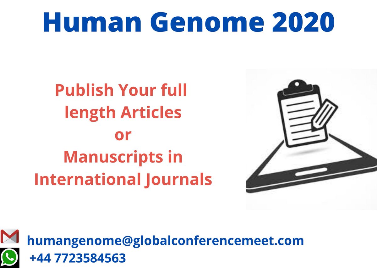 genomics_20's tweet photo. We are inviting you to Join us #Webinar #HumanGenome2020
Share your article #PublishYourArticle #InternationalJournal
#webinar #onlineconference
#genome #MolecularBiology #genomics #GenomicApproach #GenomicMedicine
Abstract Submission Link: https://t.co/By6KK2e7lQ https://t.co/SZ3boUi76z
