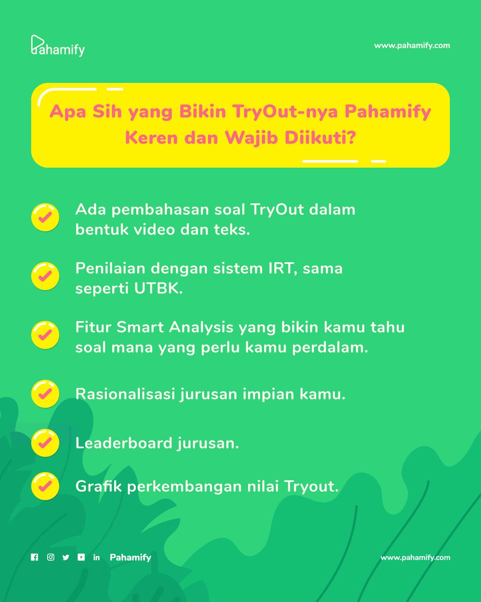 pahamify's tweet image. ✨ PENDAFTARAN TRYOUT UTBK 2021 #3 GRATIS DIBUKA! ✨

Nggak cuma gratis, TO#3 kali ini juga BERHADIAH! ✨😎 Makin banyak yang ikut TO#3, makin CIHUY juga hadiahnya! Skuy daftar sekarang! 🔥

Waktu pengerjaan TO#3 12-15 Oktober 2020 ⚡
Cek cara daftarnya di bawah ini! 👇🏻